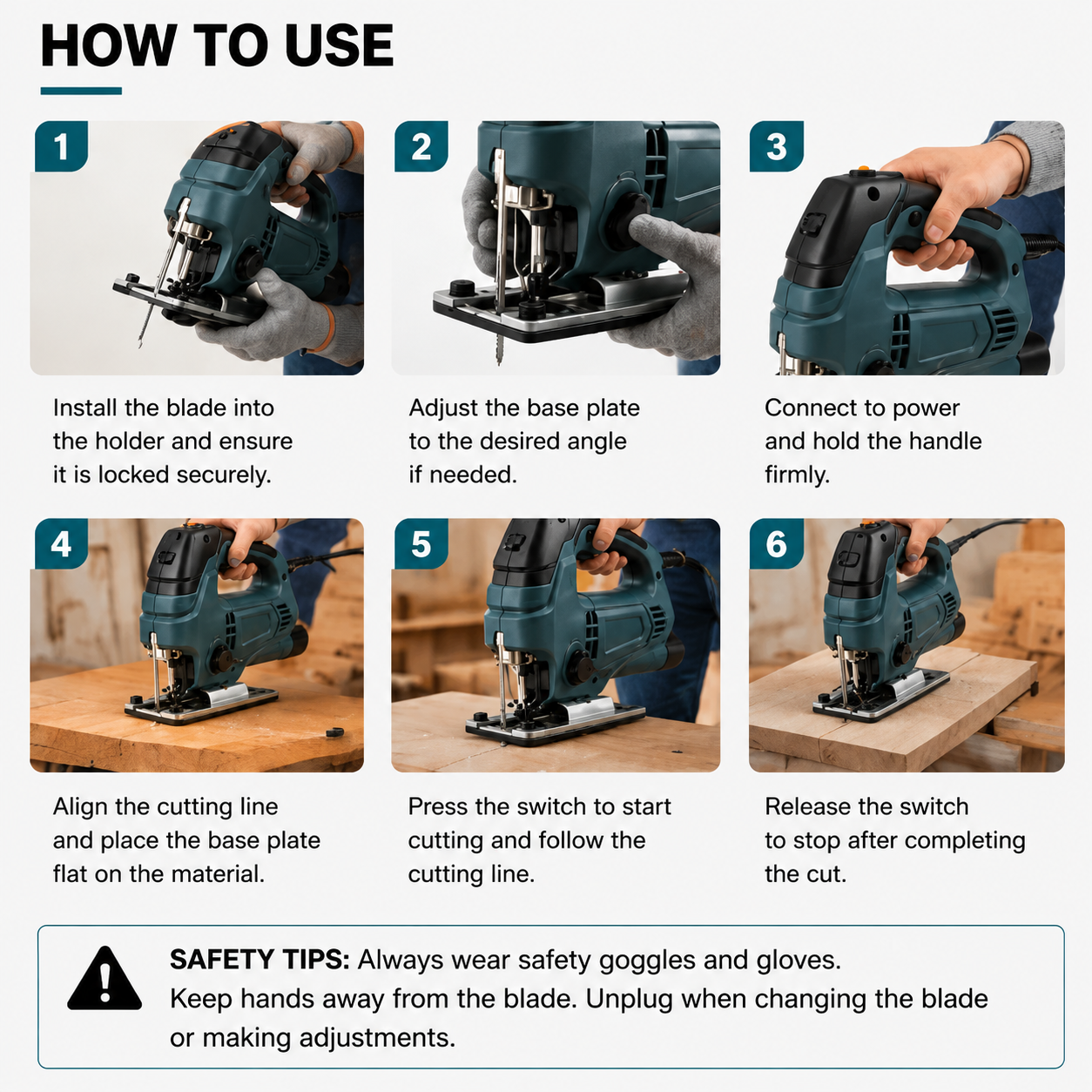 Electric Curve Saw with Dust Blower, Adjustable Speed Jigsaw for DIY & Home Improvement