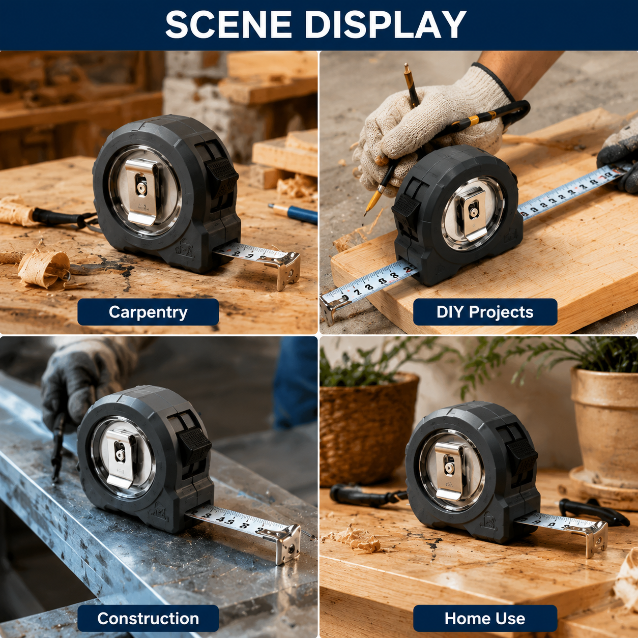 High Accuracy Steel Tape Measure, Self-Locking & Magnetic Hook Measuring Tape