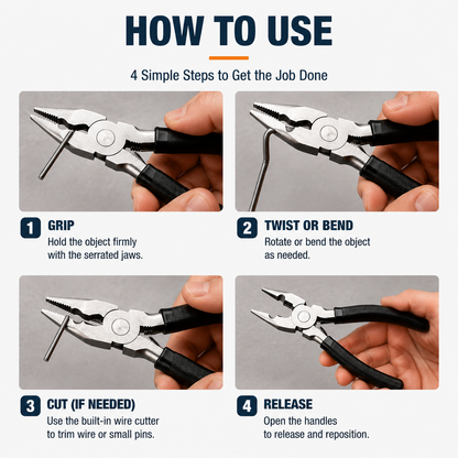 Multi-Purpose Combination Pliers, High Carbon Steel Wire Cutters with Non-Slip Handle