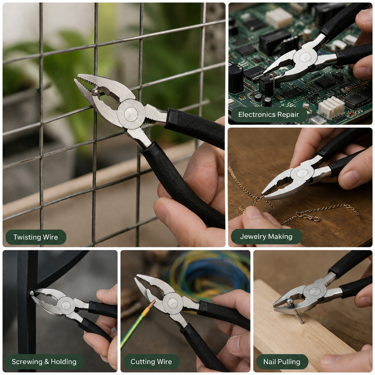 Multi-Purpose Combination Pliers, High Carbon Steel Wire Cutters with Non-Slip Handle