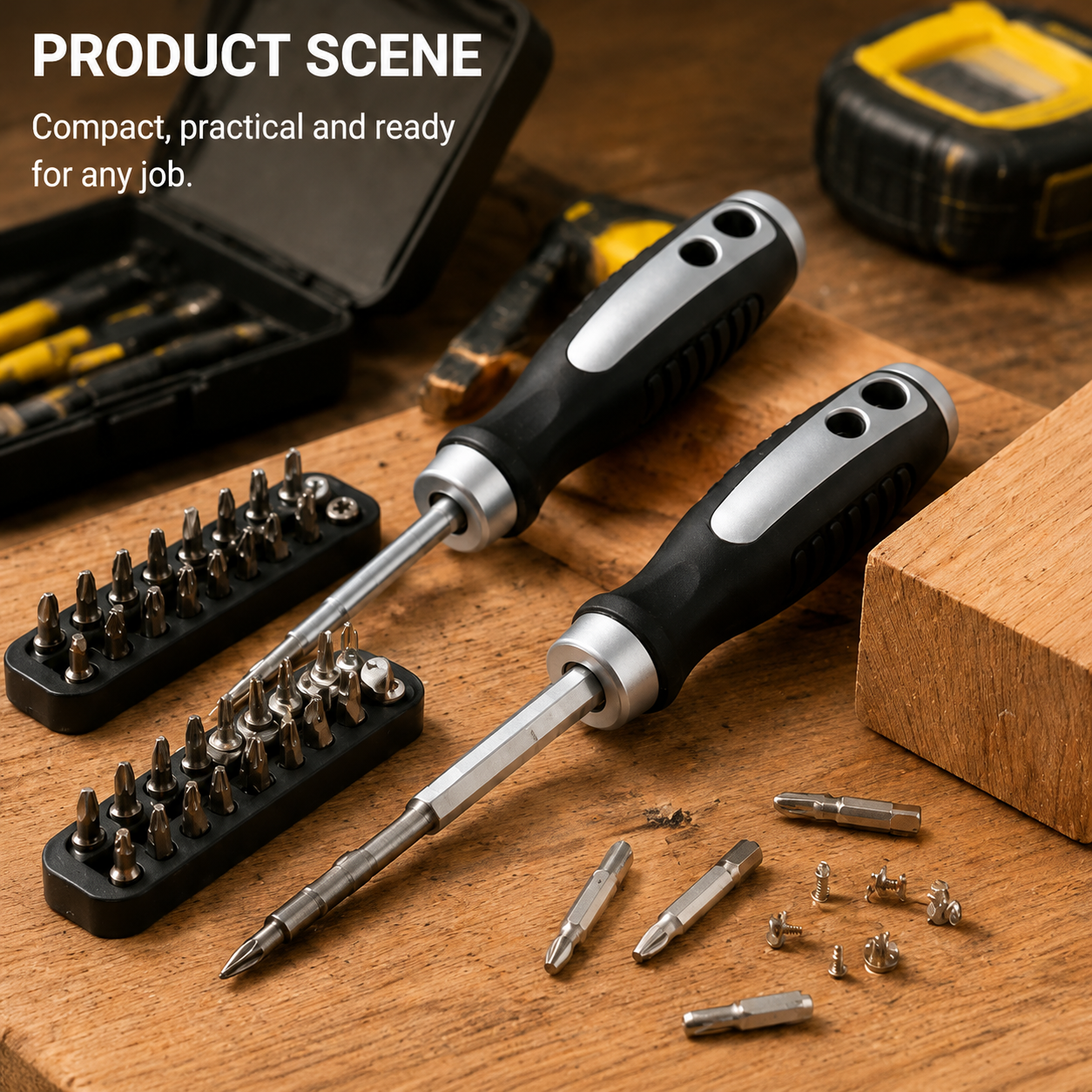 Multi-Function Screwdriver Set with S2 Steel Bits, Magnetic & Ergonomic Handle