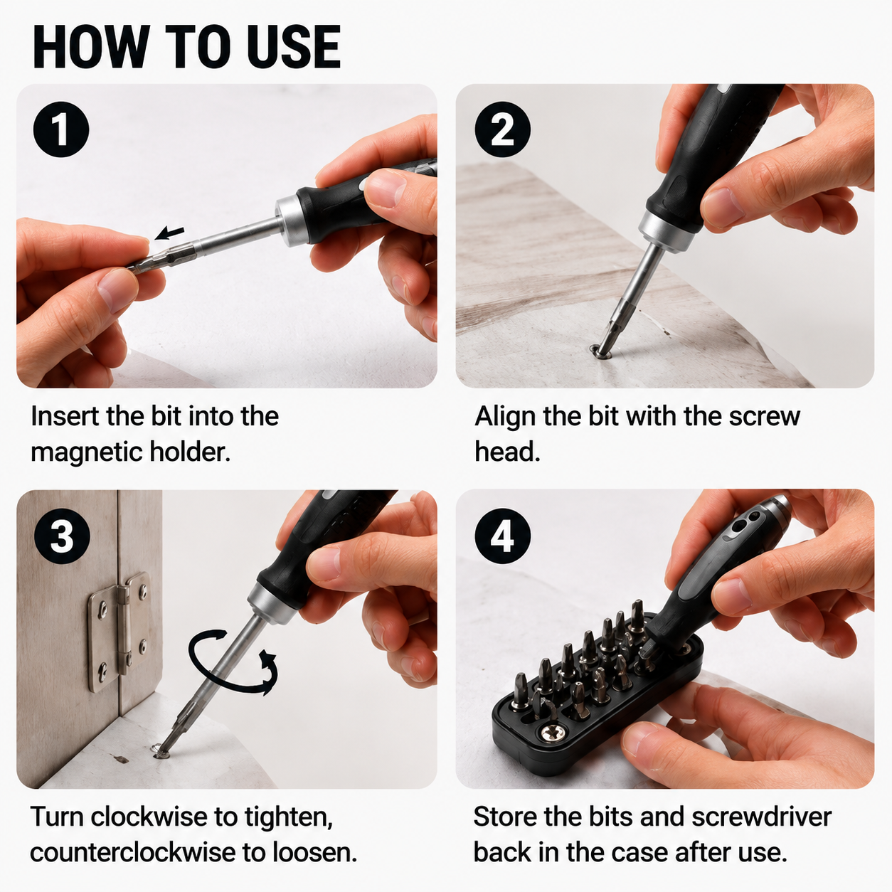 Multi-Function Screwdriver Set with S2 Steel Bits, Magnetic & Ergonomic Handle