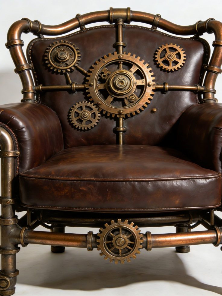 Steampunk Gear Armchair | Retro Industrial Art Furniture