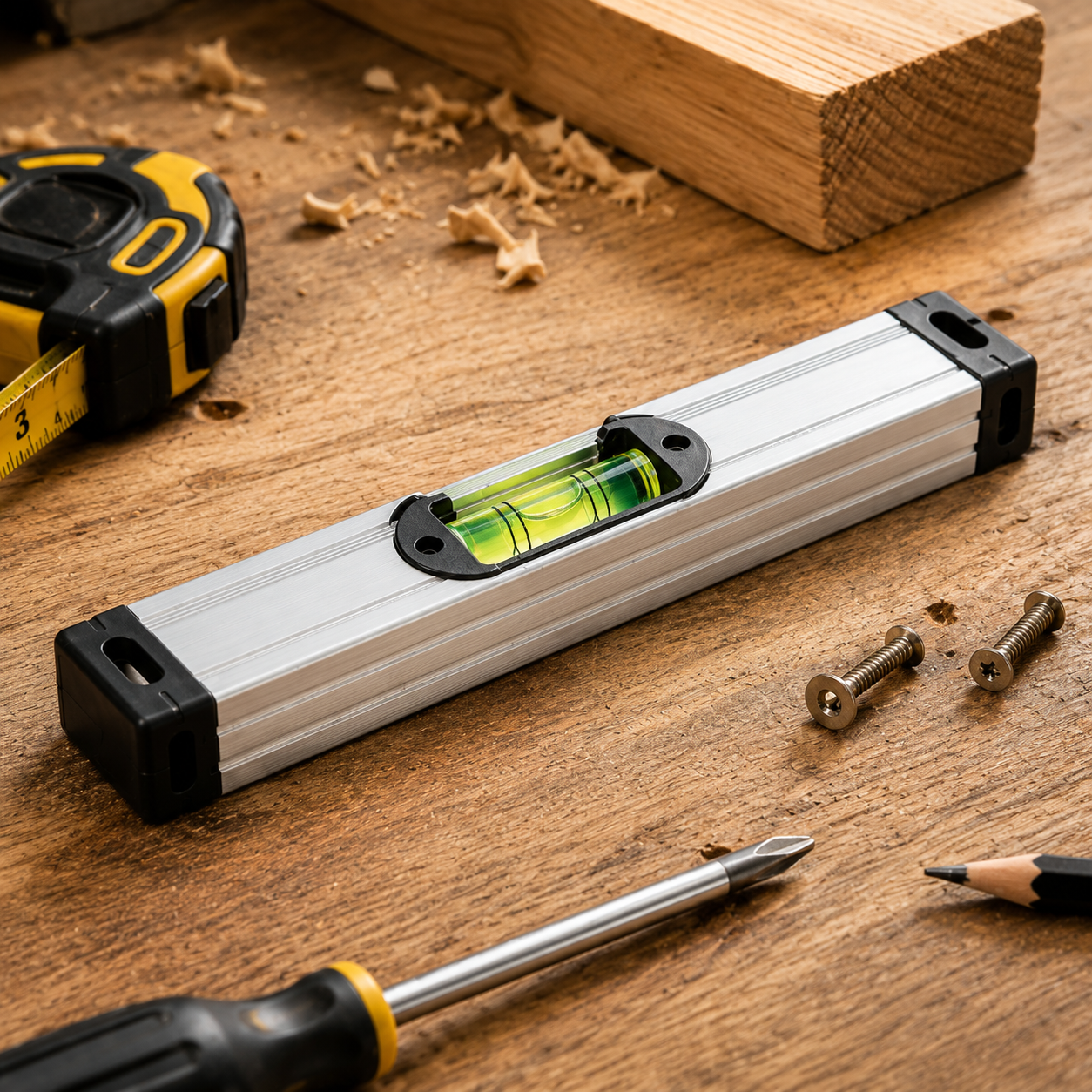 High Precision Aluminum Alloy Level, Shock-Resistant Spirit Level for Construction