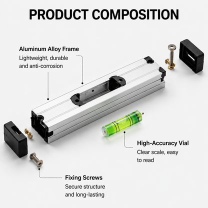 High Precision Aluminum Alloy Level, Shock-Resistant Spirit Level for Construction