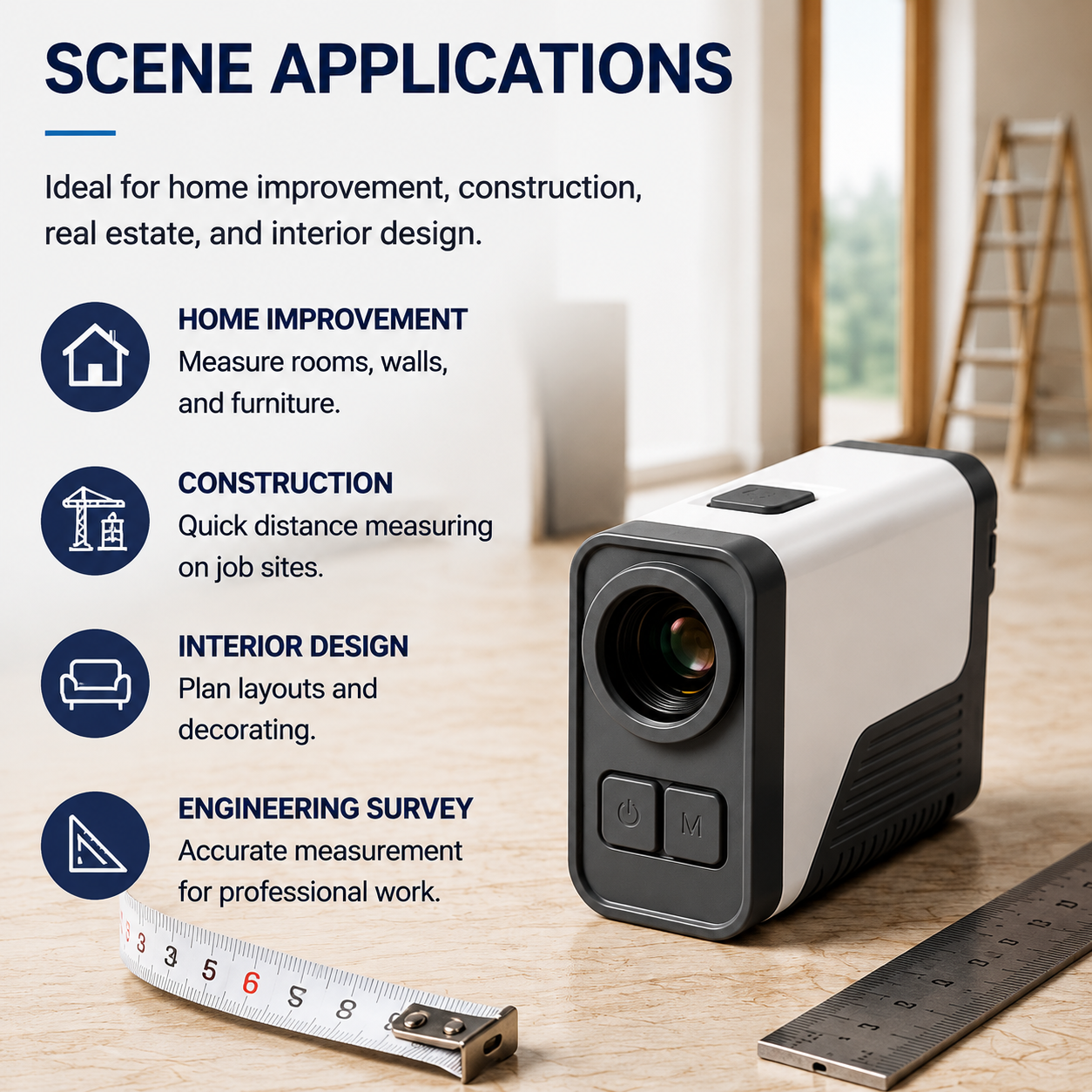 High Precision Laser Distance Meter, ±2mm Accuracy Mini Laser Measure Tool