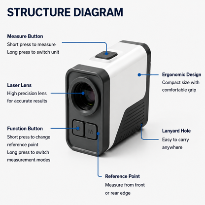 High Precision Laser Distance Meter, ±2mm Accuracy Mini Laser Measure Tool